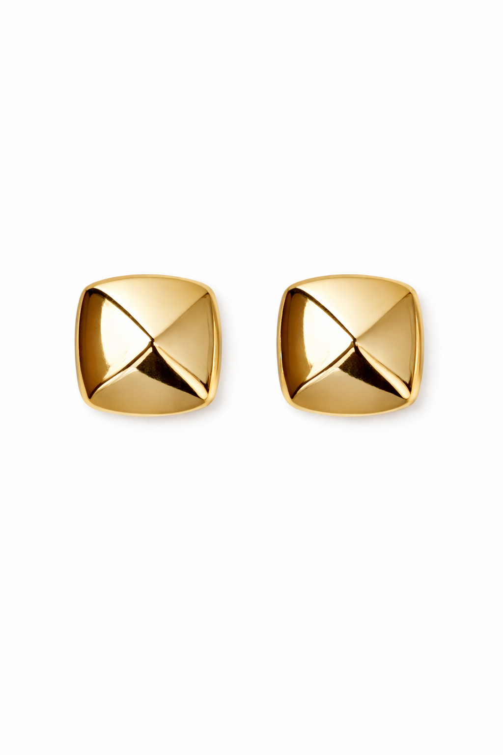 Kadın Gold Renk Geometrik Kare Çivi Küpe