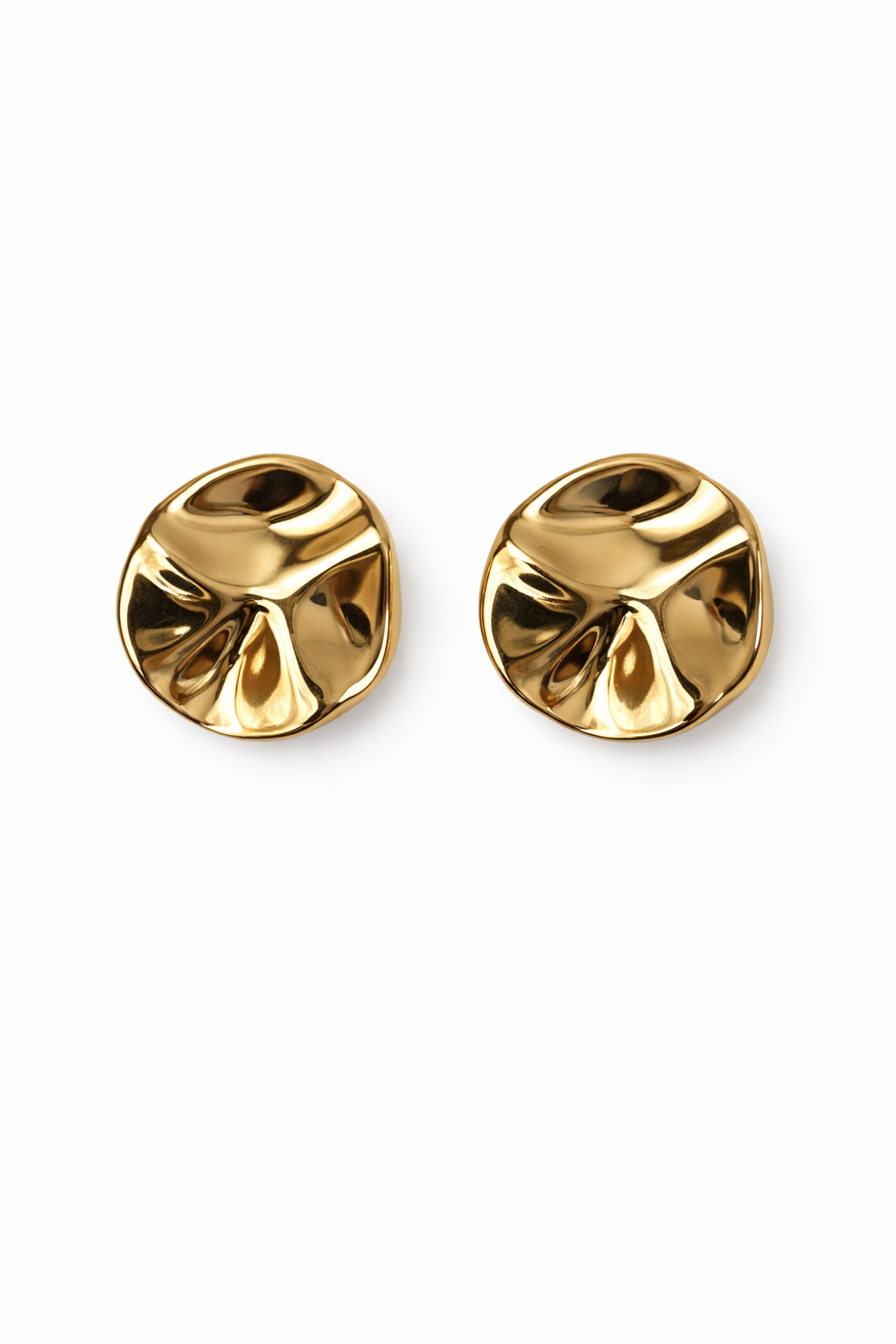 Kadın Gold Dalgalı Oval Tasarım Küpe