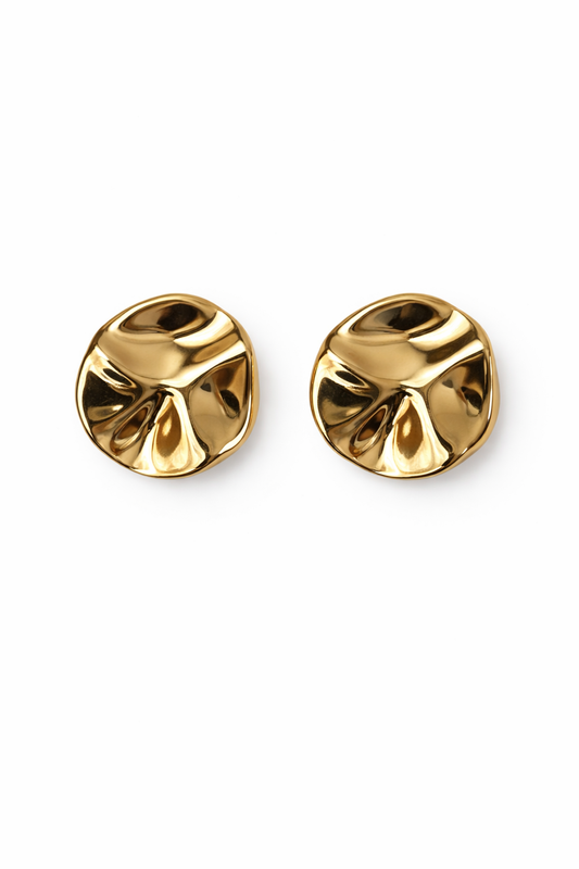 Kadın Gold Dalgalı Oval Tasarım Küpe