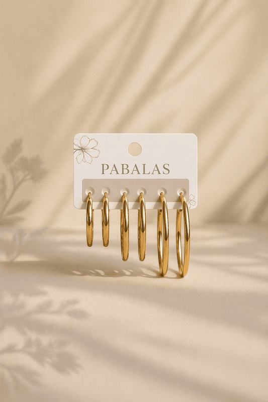 Premium Halka Küpe Seti Kadın 6’lı Gold Minimal Şık Kombin Küpe