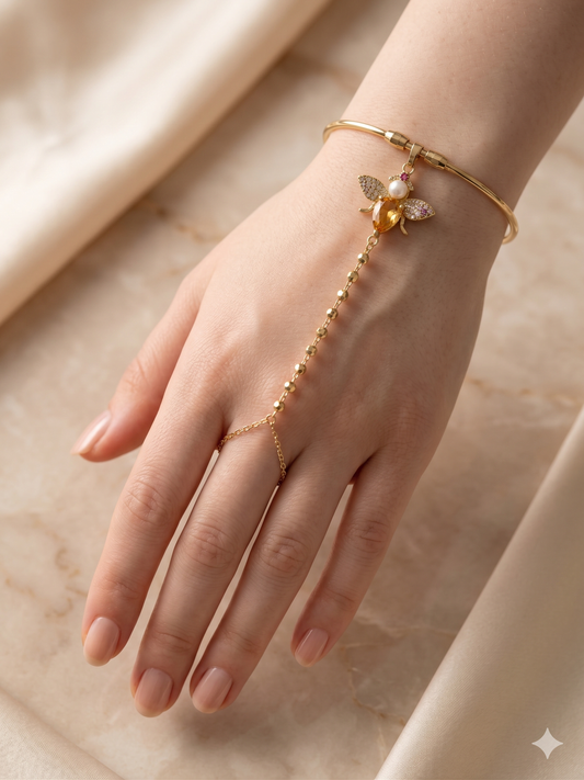 Luxe Nature Koleksiyonu Paslanmaz Çelik Taş ve İnci Detaylı Kanat Figürlü Şahmeran Bileklik